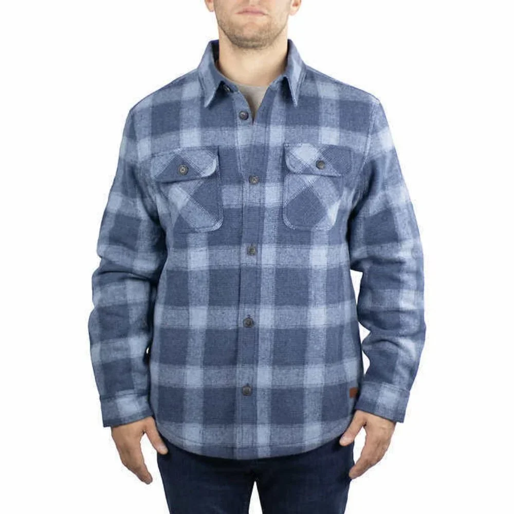 Jachs New York Men's Wool Blend Jacket Size M Blue Plaid Sherpa Lined Ragged NEW - Picture 5 of 14